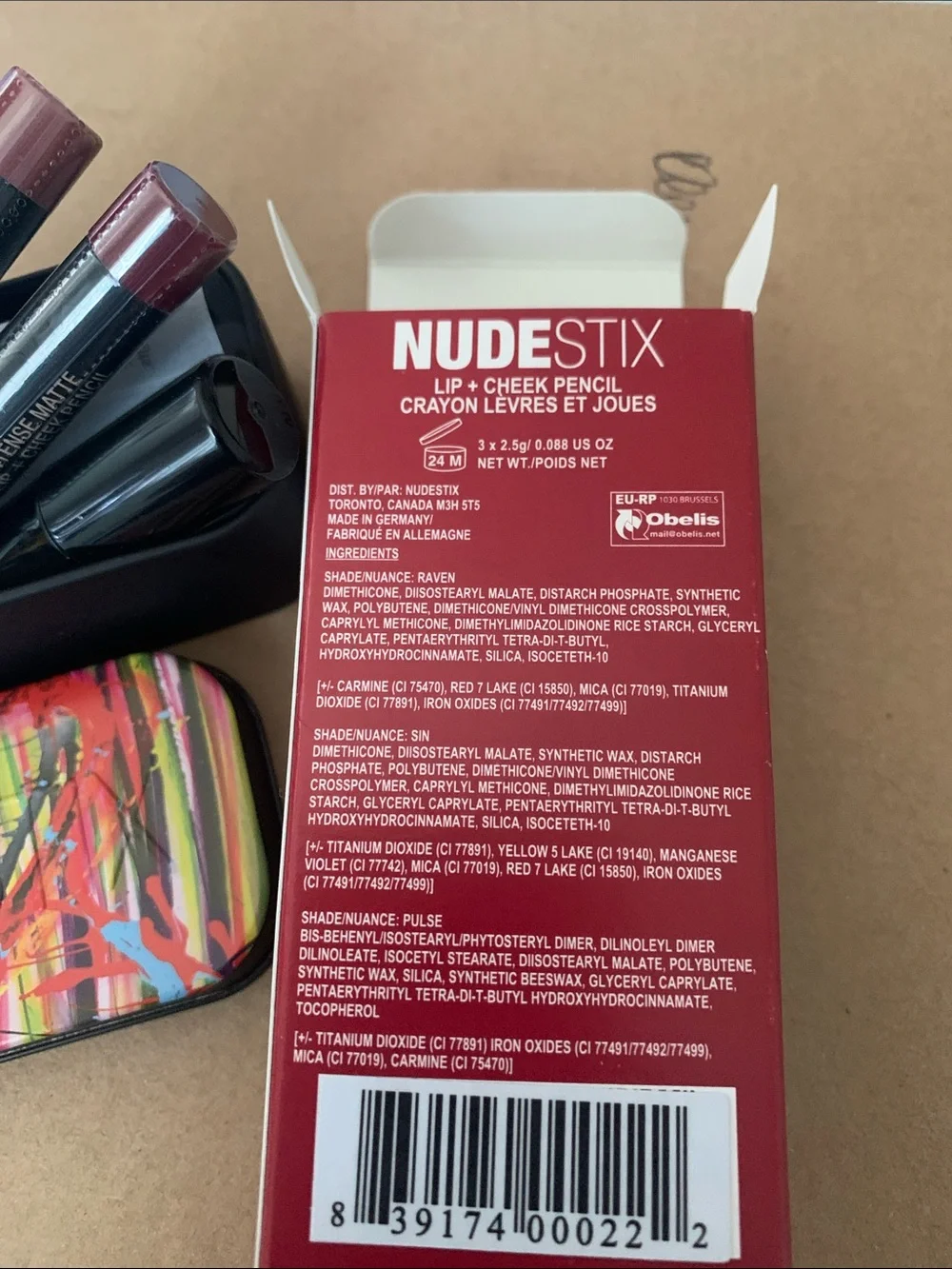 NUDESTIX Berry Nude Lips + Cheeks Trio - Pink, Coral, Red